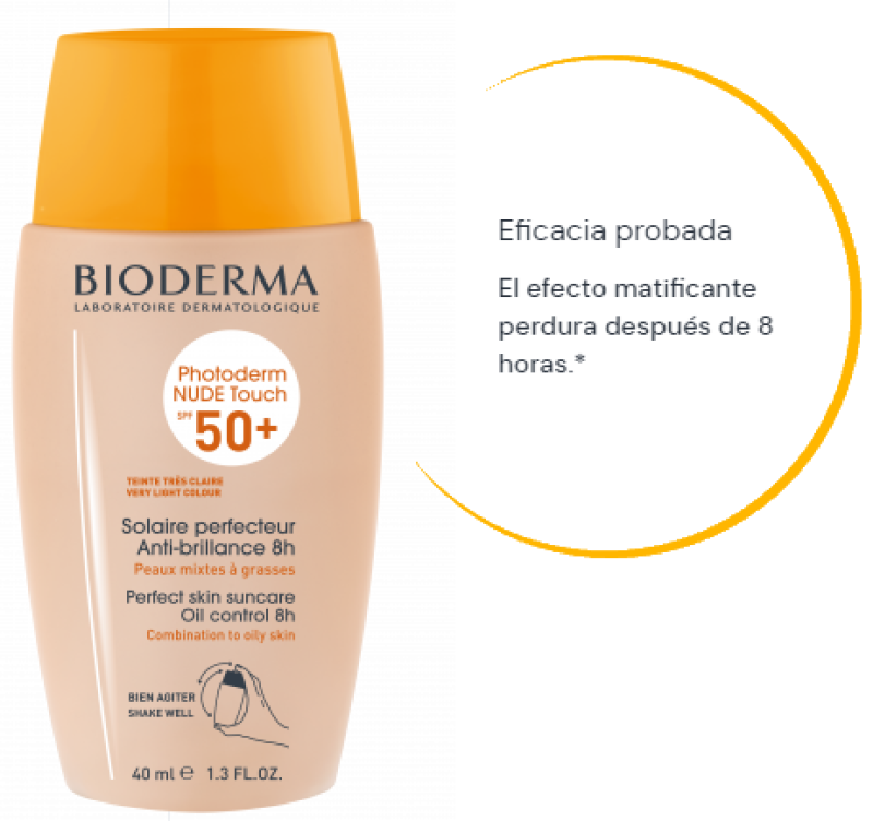 Protector Solar Bioderma Photoderm Nude Touch Claro-Toque Seco X40ml