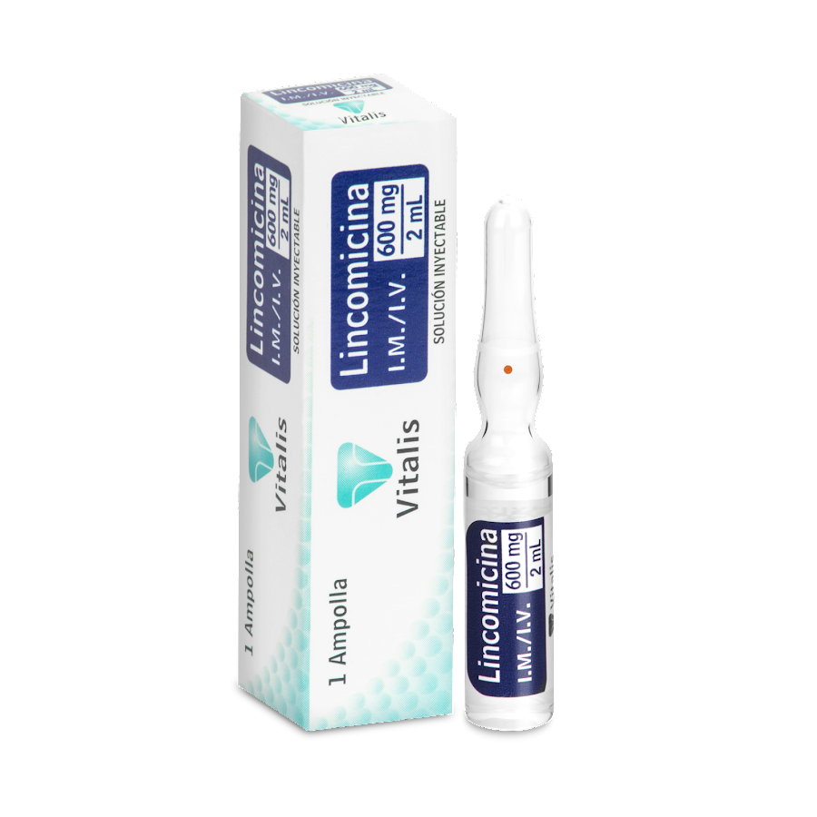 Lincomicina Vitalis Clorhidrato Monohidrato 600 Mg/2Ml Caja x 1 Ampolla