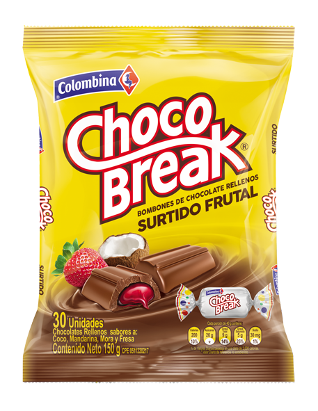 CHOCOLATE CHOCO BREAK FRUTALES X150G.X30UND.