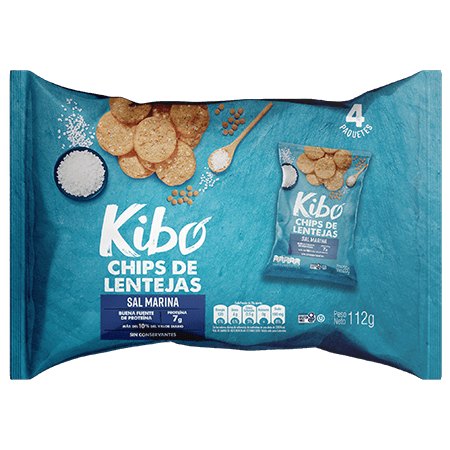 Pasabocas Kibo Chips de Lentejas Sal Marina x112gr x4 Und
