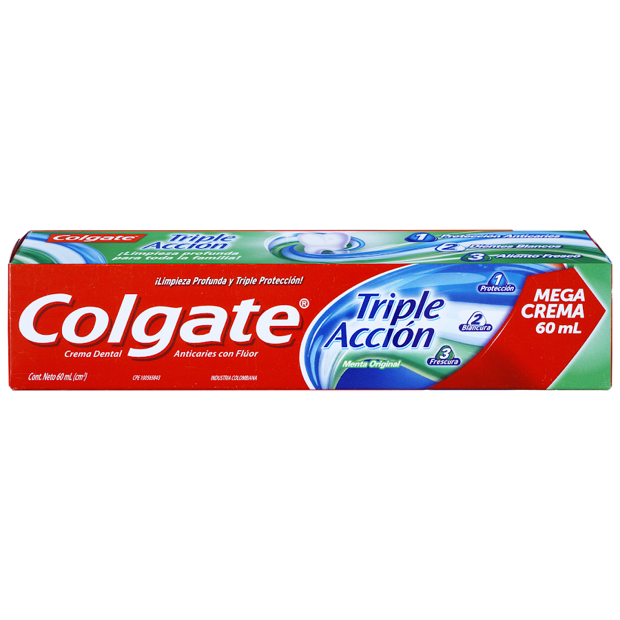 CREMA DENTAL COLGATE TRIPLE ACCIÓN MENTA ORIGINAL X60 ML