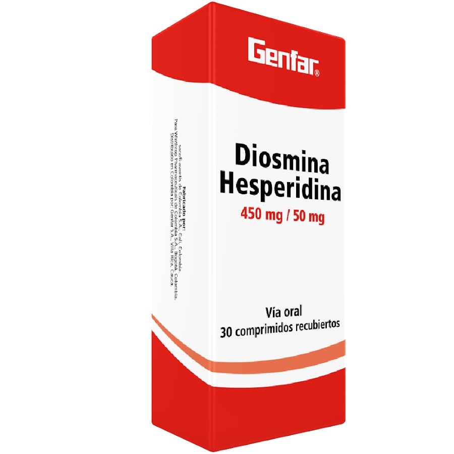 Diosmina 450Mg Hesperidina 50Mg Genfar Caja x 30Cap