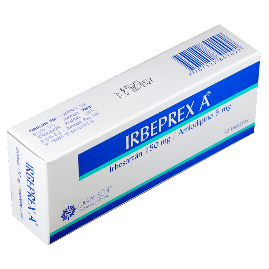 Irbeprex A Garmisch Irbesartan 150Mg Amlodipino 5Mg Caja x 30Tab