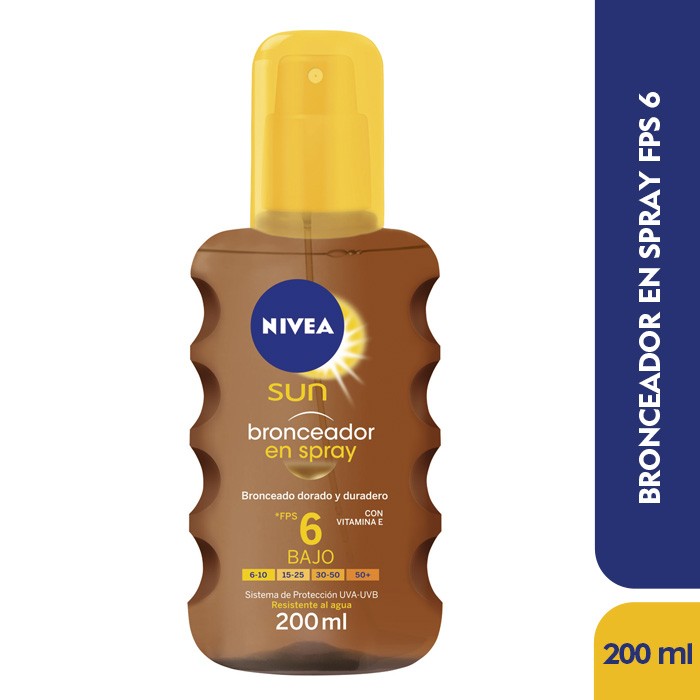 BRONCEADOR NIVEA SUN EN SPRAY FPS6 BAJO X200ML