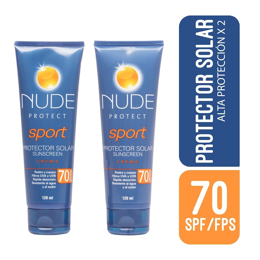 Oferta Protector Solar NUDE Sport SPF70 UVA UVB x120Ml. Pr.Esp.x2Und