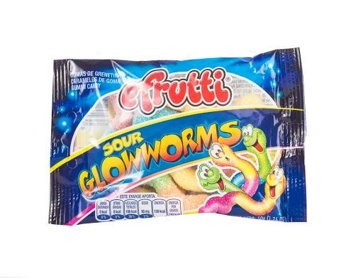Gomas E.Frutti Sour Glow Worms Paquete X50G.