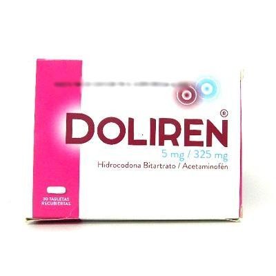 DOLIREN 5/325MG CAJA X30 TAB. LAF HIDROCODONA BITARTRATO ACETAMINOFÉN