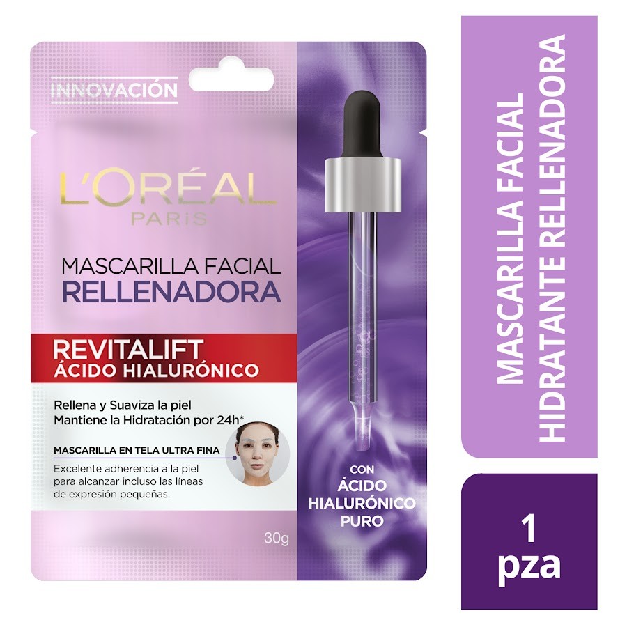 Mascarilla Facial L'oreal Revitalif Hidratación Intensa Ácido Hialurónico x1 und
