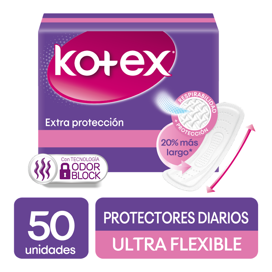 Protector Kotex Largo Daily liners Caja x 50 unidades