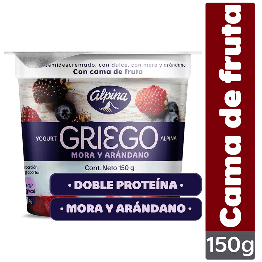 Yogurt Griego Mora-Arándano Vaso Alpina x150gr