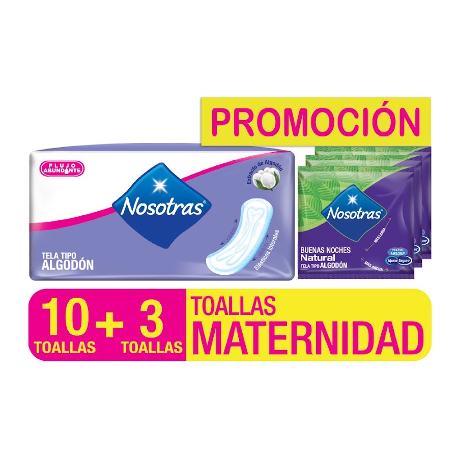 OFERTA TOALLAS INTIMAS NOSOTRAS MATERNIDAD X10UND. + 3UND. PROM.MATE