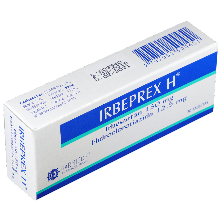 Irbeprex A Garmisch Irbesartan 150Mg Hidroclorotiazida 12.5Mg Caja x 30Tab
