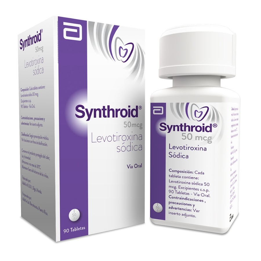 Synthroid Abbott Levotiroxina sodica 50Mcg Caja x 90Tab