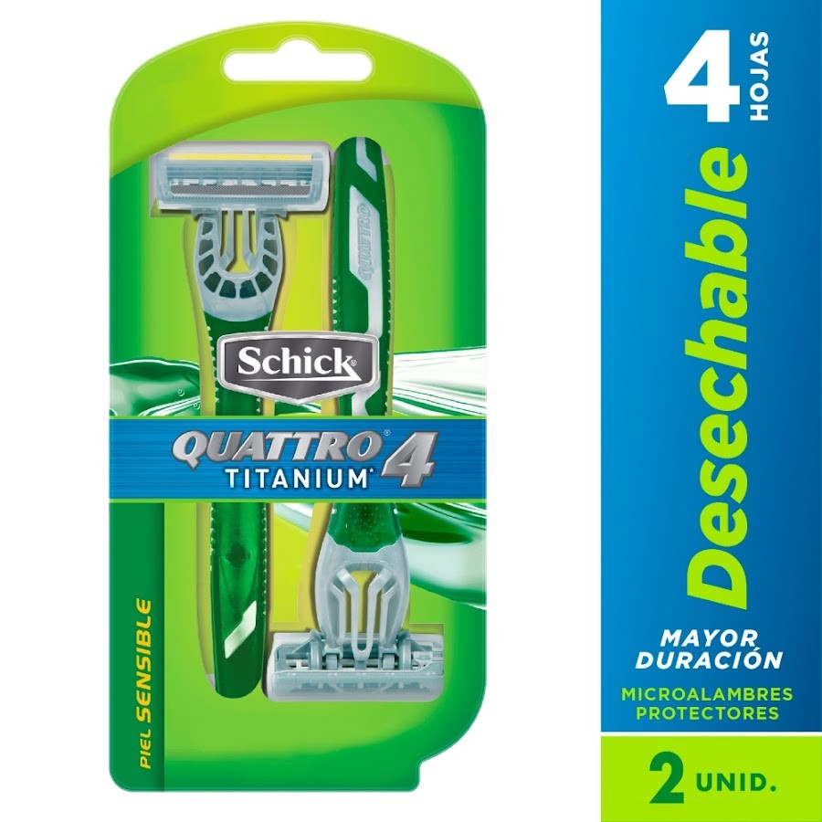 MAQUINA DE AFEITAR SCHICK QUATTRO TITANIUM SENSITIVE CON ALOE X2UND