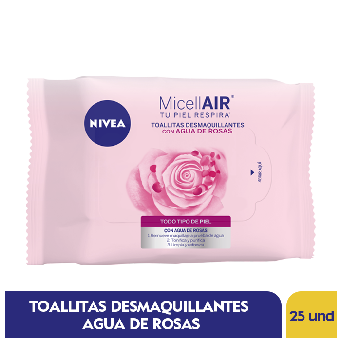 Toallitas Nivea Face desmaquillantes Rosas paquete x25 wipes