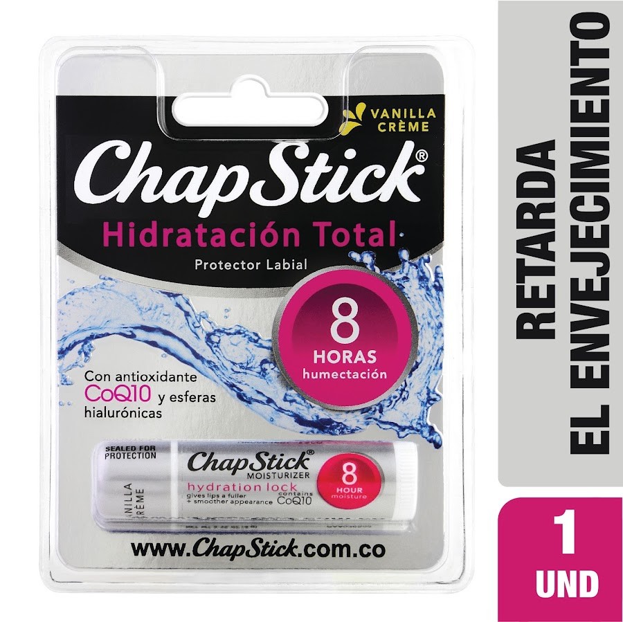 Protector Labial CHAP STICK SPF12 Hidratación Total CoQ10 8H x4G.