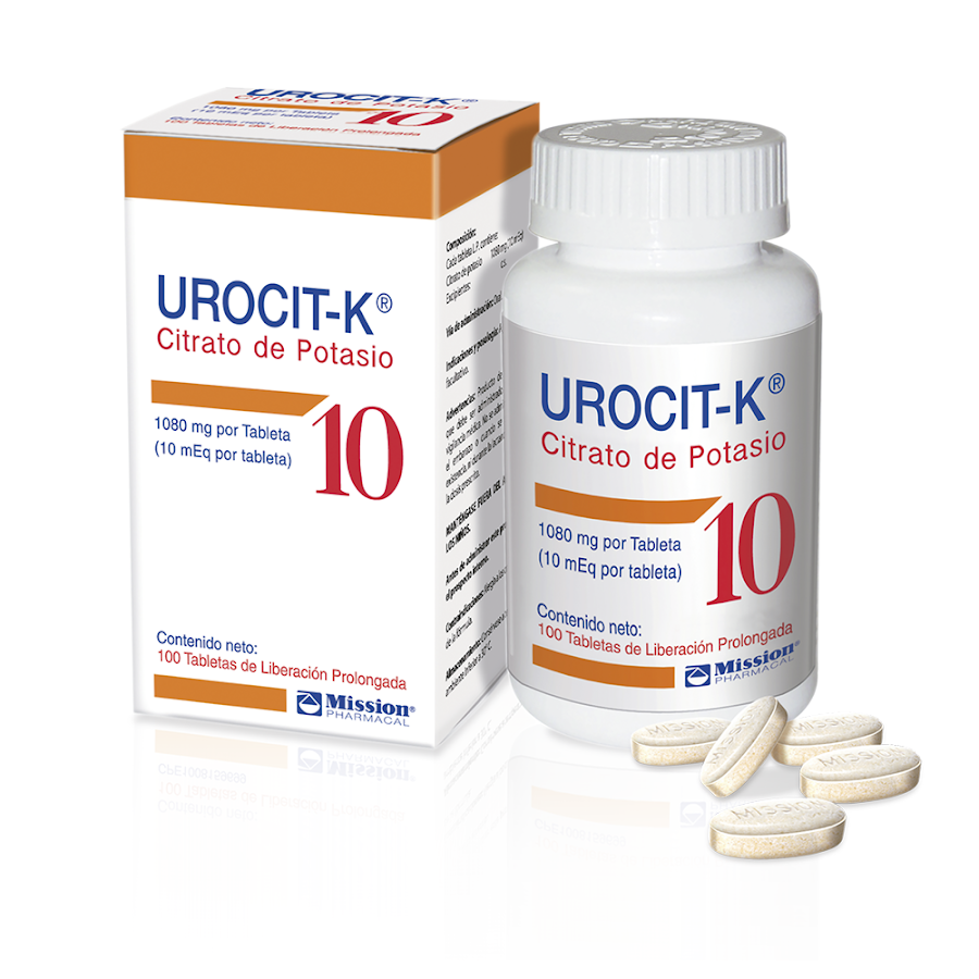 Urocit-K 10 Mission Pharmacal Citrato de Potasio Frasco x 100 Tab