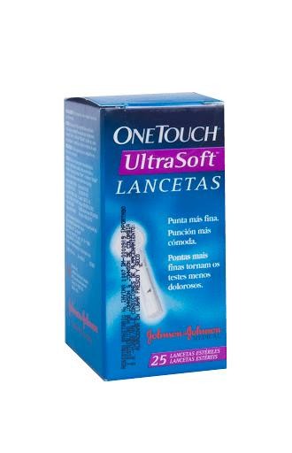 Lancetas ONE TOUCH UltraSoft Punta Fina más Cómoda x25Und