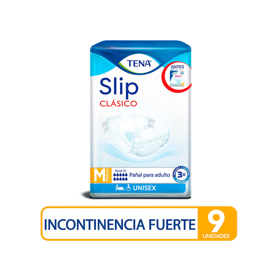 Pañales adulto TENA Basic Medium Incontinencia Fuerte x9Und