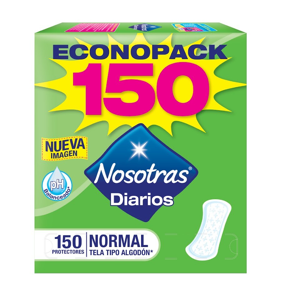 Protectores Nosotras Diarios Normal Tela Tipo Algodon Econopack x 150Uni