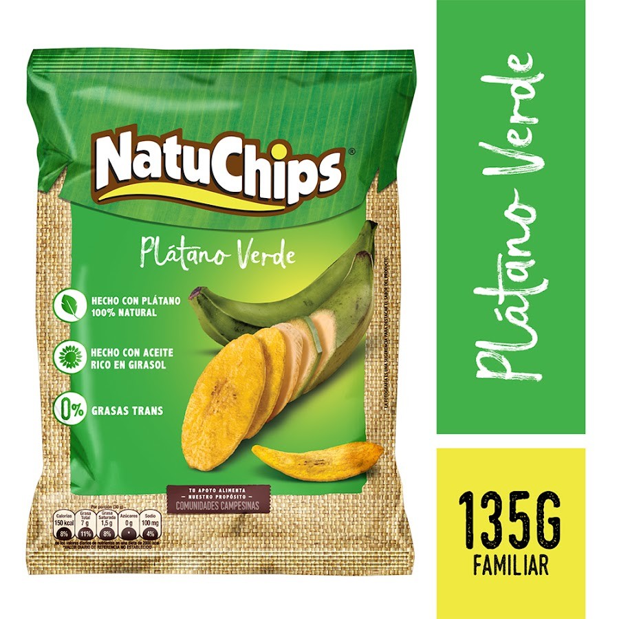 PASABOCAS NATUCHIPS PLÁTANO VERDE L X135G.