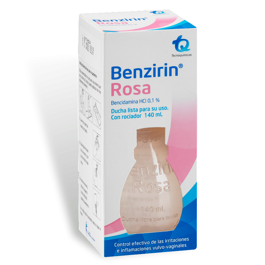 Benzirin Rosa 0.1% Ducha Rociador Frasco x140ml TQ  Bencidamina HCI
