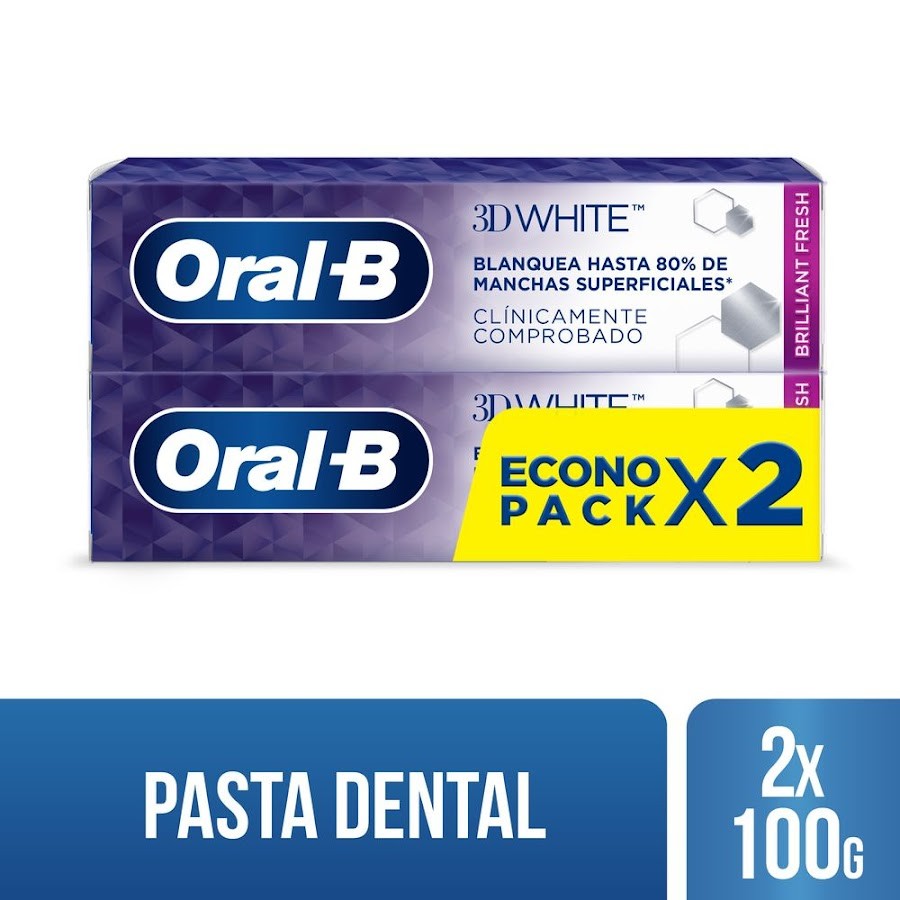 CREMA DENTAL ORAL-B 3D WHITE BRILLIANT FRESH ECONOPACK X2 UNDX100G