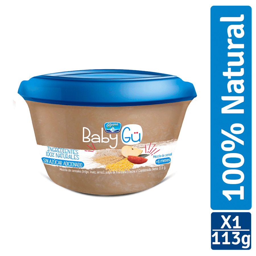 Mezcla de Cereales Baby Gu Alpina Pulpa de Manzana +6Meses x 113Gr
