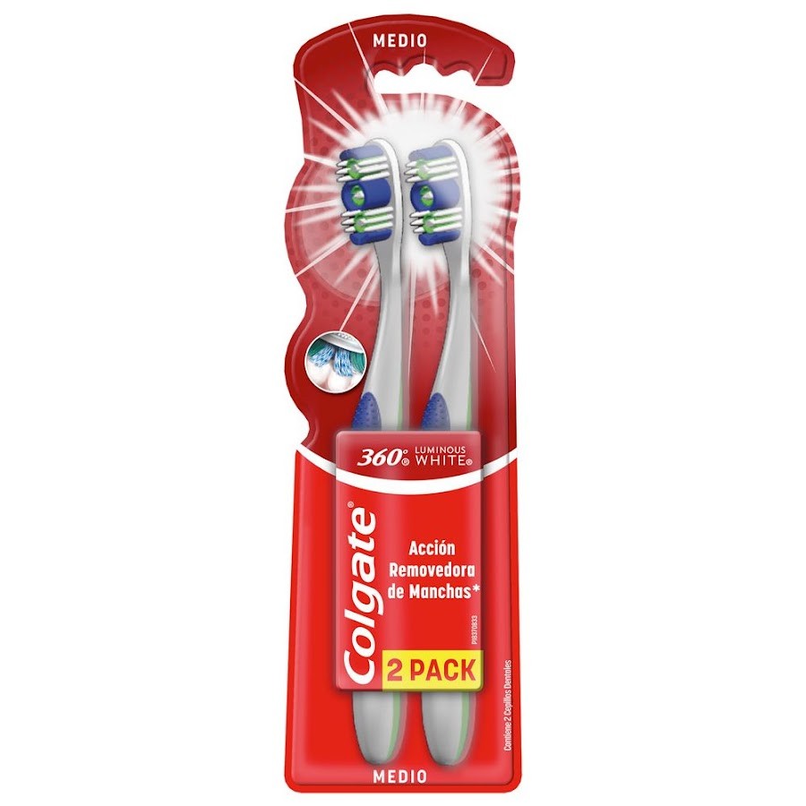 OFERTA CEPILLO DENTAL COLGATE 360 LUMINOUS WHITE 2X1 MEDIO X2UND
