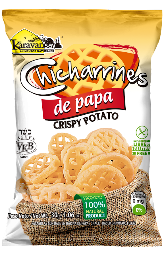 PASABOCAS CHICHARRINES DE PAPA NATURAL PAQUETE X25G.