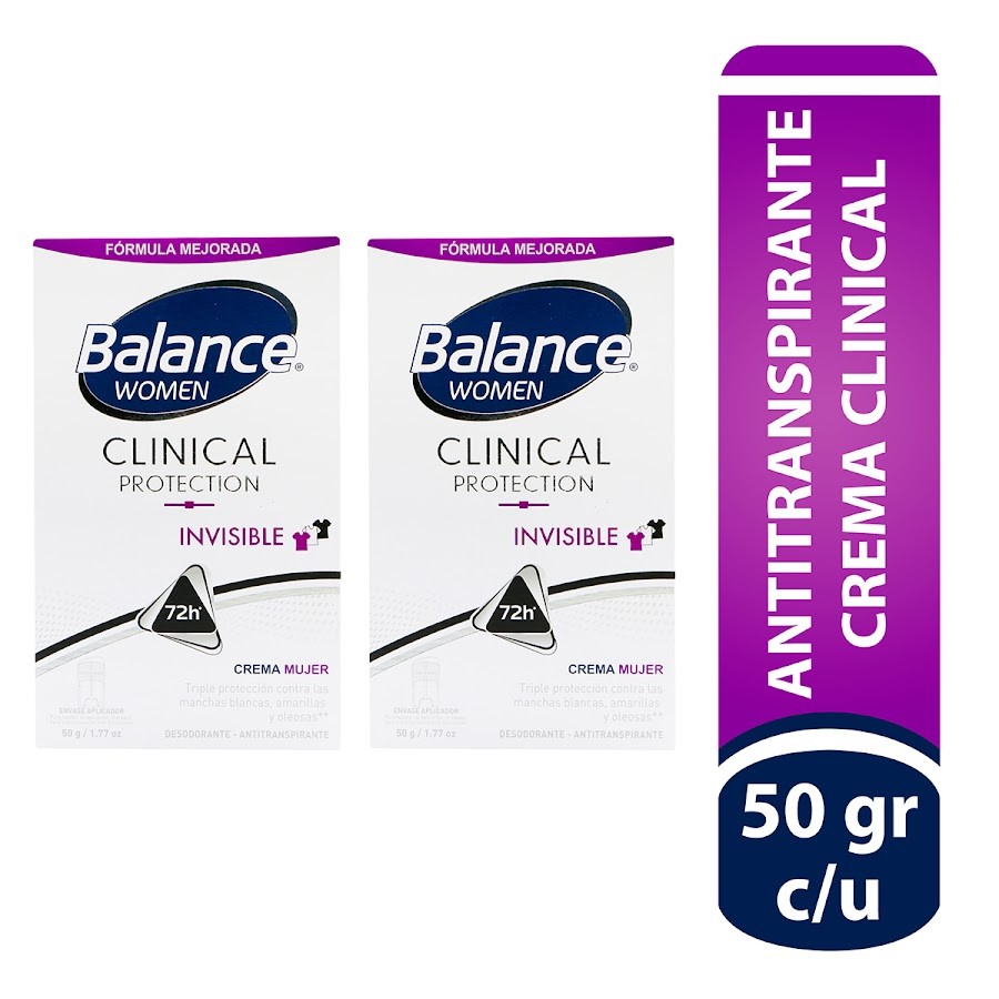 Oferta Desodorante Balance Clinical Crema Invisible Women x2und de 50gr c/u