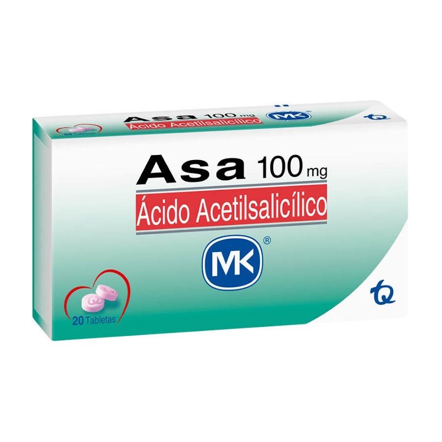 Asa 100mg MK Tabletas Caj. x20Tableta  TQ Ácido Acetilsalicílico