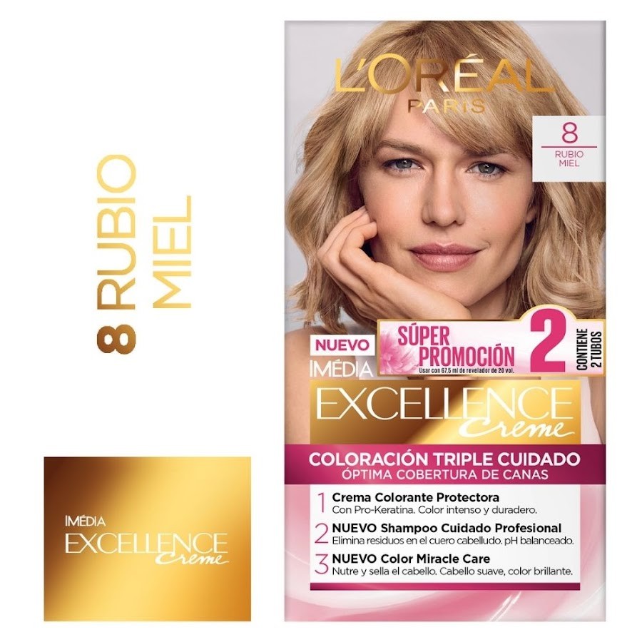 Oferta L´OREAL EXCELLENCE CREME Rubio Claro 8 Prom. Especial x2tub