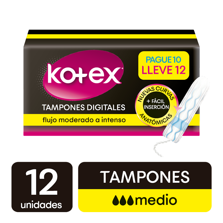 Tampones Kotex Digitales Medio x12und