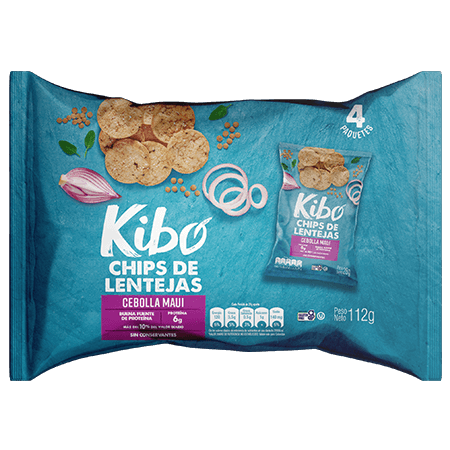 Pasabocas Kibo Chips de Lentejas Cebolla Maui x112gr x4 Und