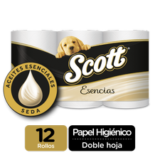 Papel Higiénico Scott Esencias Seda x 12 Rollos