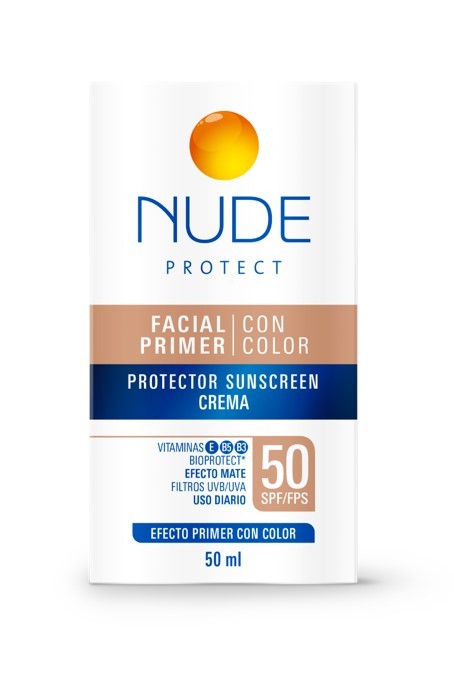 Protector Solar Nude Spf 50 Crema Facial con Color x50ml