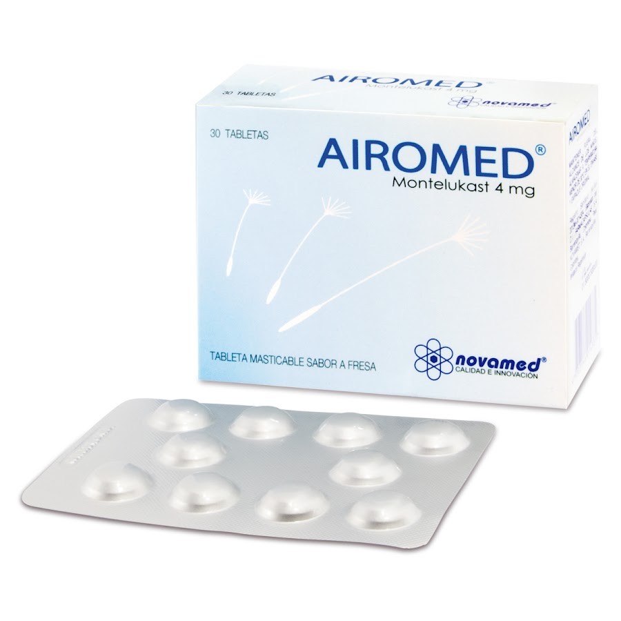 Airomed Fresa 4Mg Tabletas Masticable Caja x30Tab. Novamed Montelukast