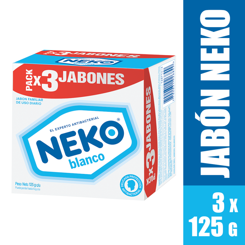 Jabon en Barra Neko Blanco x 3Und de 125Gr c/u