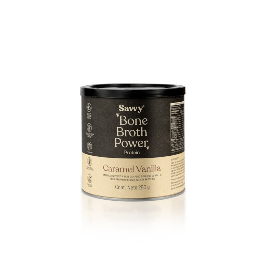 Proteína Savvy Bone Broth Power Sabor Caramelo Vainilla x280gr