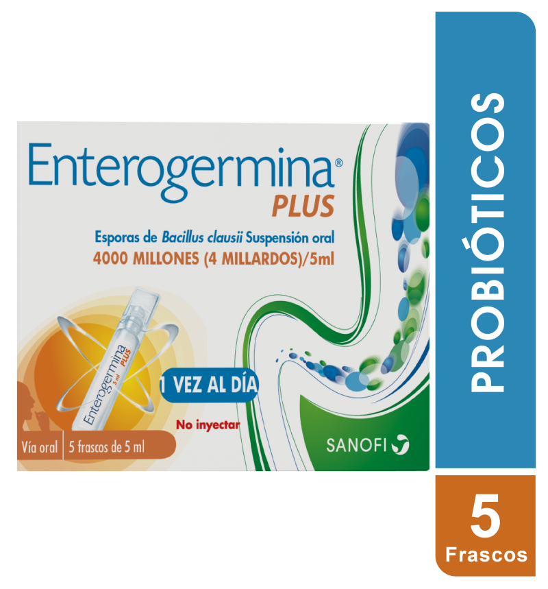 Enterogermina Plus Sus Oral Caja X5Via Sanofi Esporas Bacillus Clausii