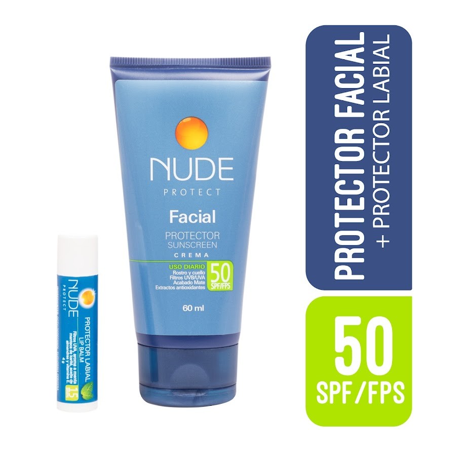 OFT. PROTECTOR SOLAR SPF50 CREMA 60 ML + PROTECTOR LABIAL NUDE X 4G