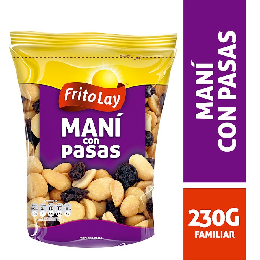 MANÍ FRITO LAY CON PASAS X200G.