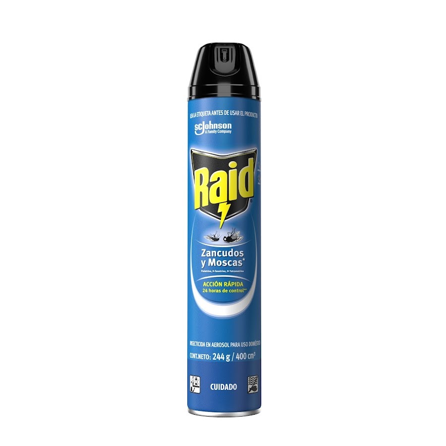 Insecticida Raid en Aerosol Accion Rapida Zancudos y Moscas x 400Ml