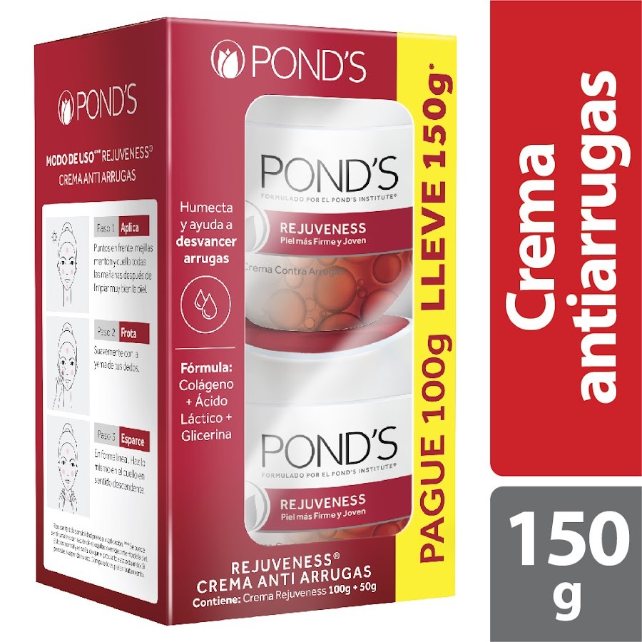 $Oferta Crema Ponds Rejuveness Anti-Arrugas x 100Gr + Crema Ponds Rejuveness x 50Gr