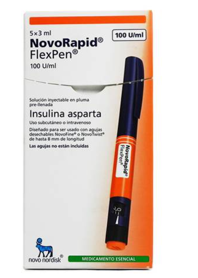 NOVORAPID INSULINA 100U/ML SOLUCION CAJA X5 CARTUCHOS ASPARTA NOVONO