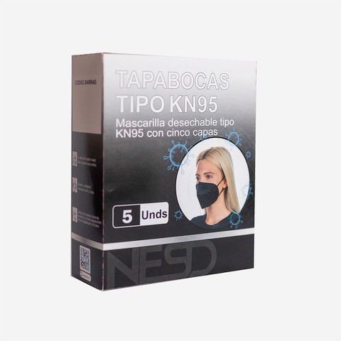Tapabocas Nesd Tipo KN95 Negro x5 Und