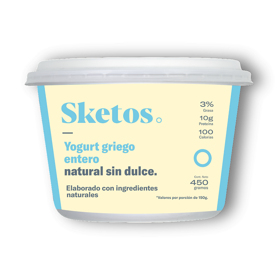 Yogurt Sketos Griego Entero Natural Sin Dulce x450gr