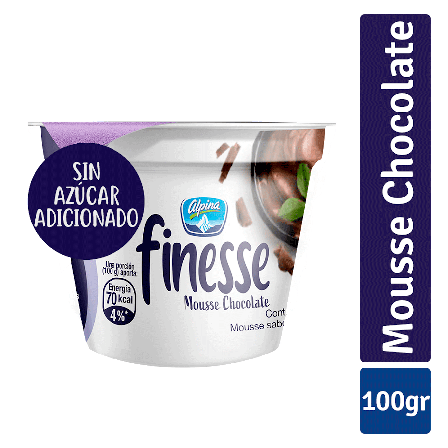 Postre Mousse Finesse Sabor a Chocolate Sin Azucar x 100Gr