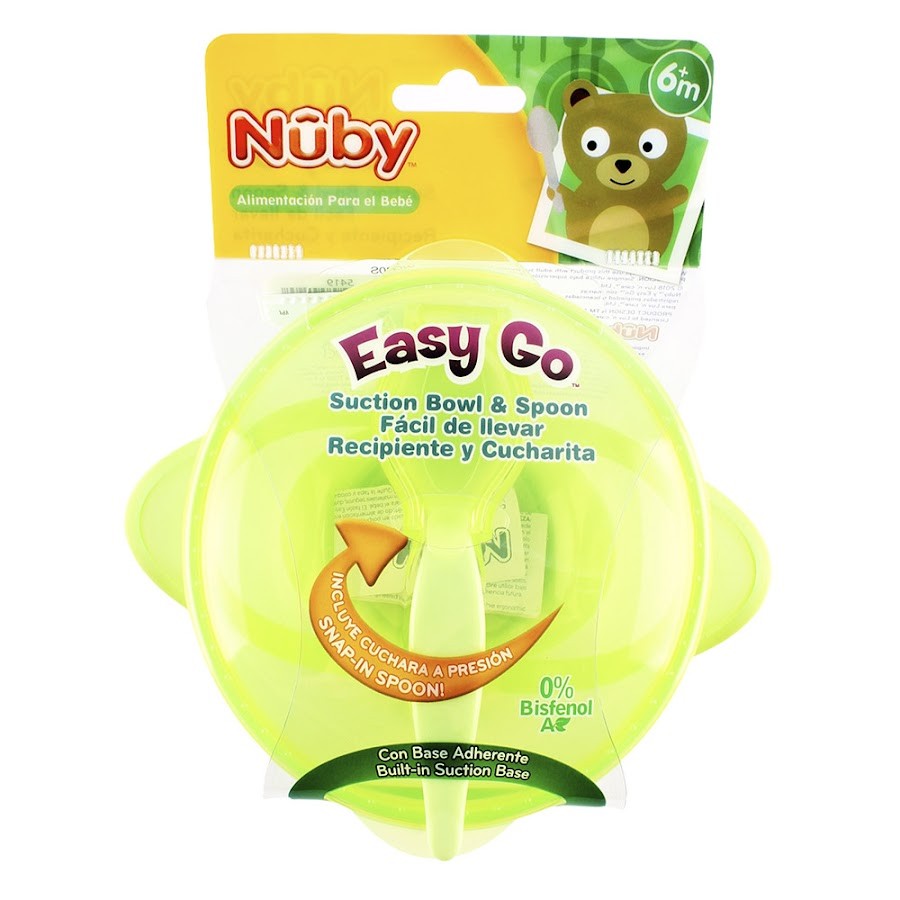 TAZÓN NUBY PORTACOMIDA CON CUCHARA CON BASE SECCION X 2 PIEZAS